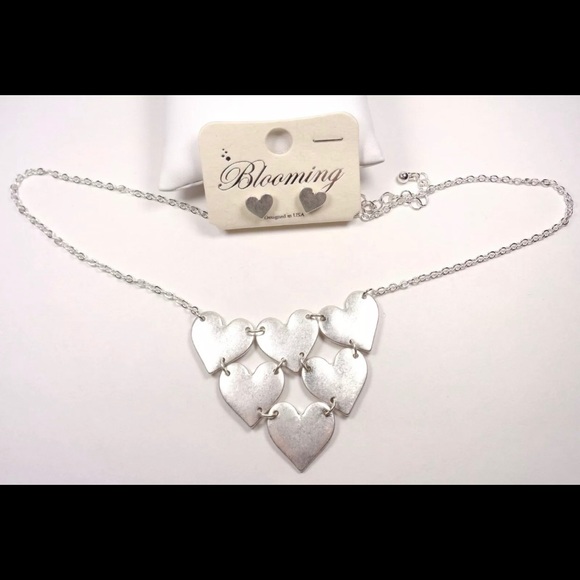 Cascading Hearts Necklace and Matching Earrings - Picture 3 of 6